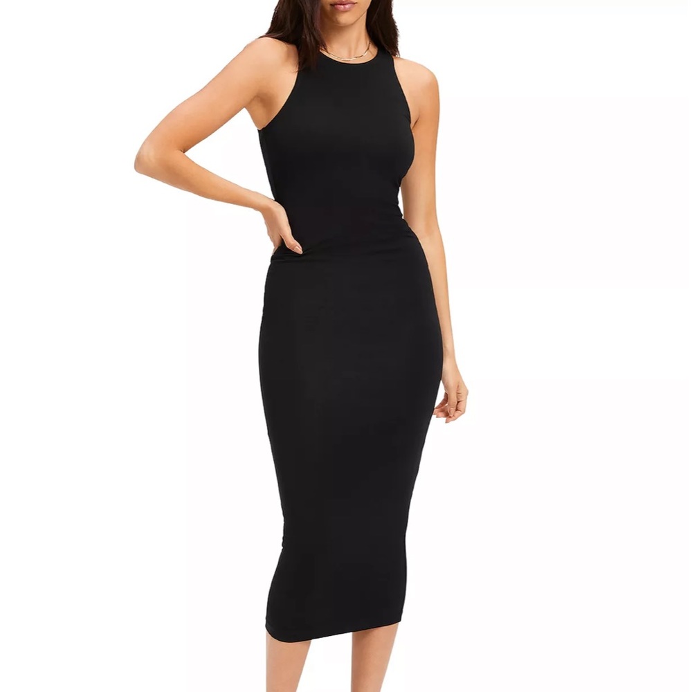 Good American micro rib midi dress.